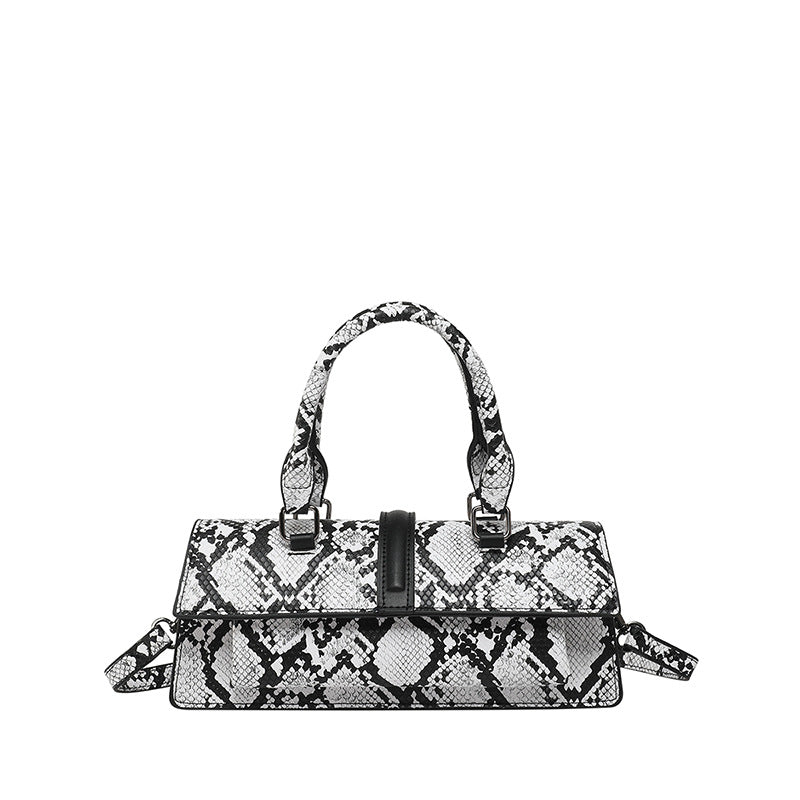 Snakeskin Print Hardcase Clutch Gold-Tone Evening Minaudière