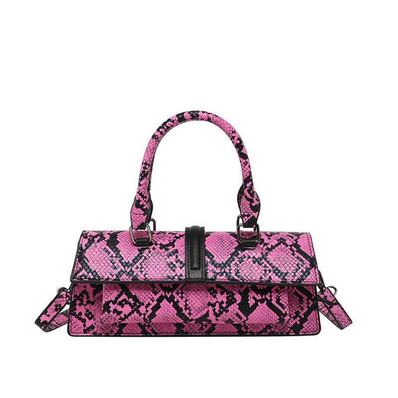 Snakeskin Print Hardcase Clutch Gold-Tone Evening Minaudière