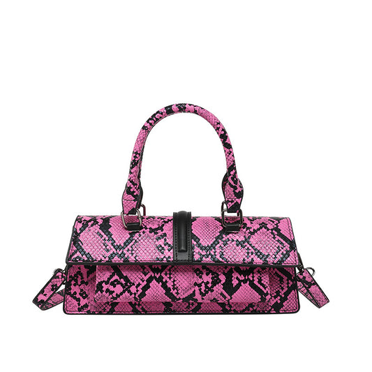 Snakeskin Print Hardcase Clutch Gold-Tone Evening Minaudière