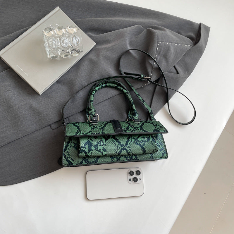 Snakeskin Print Hardcase Clutch Gold-Tone Evening Minaudière