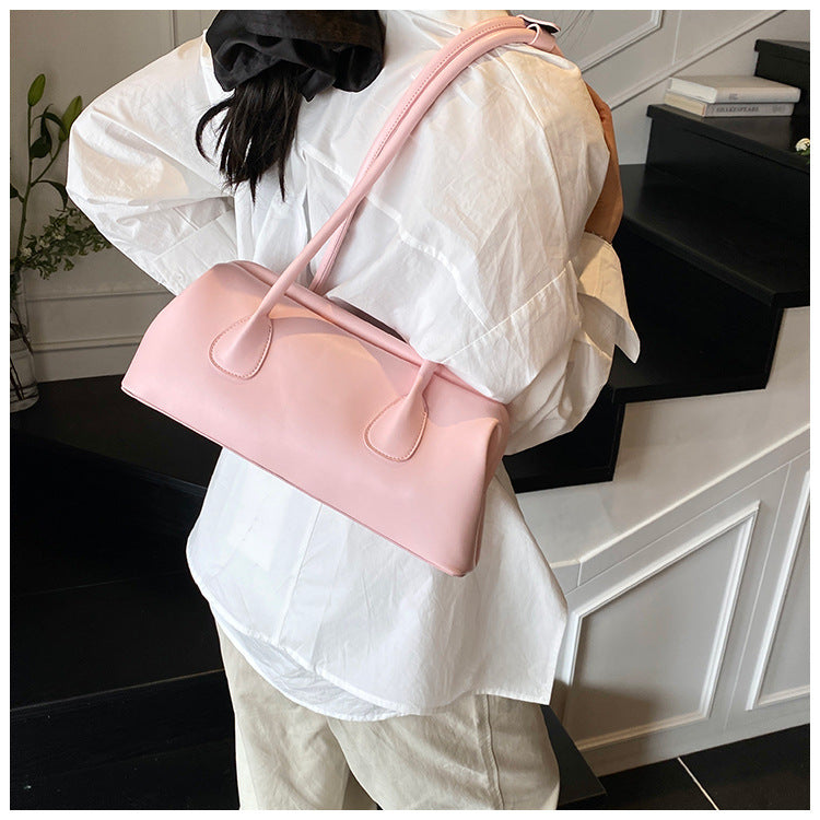 Minimalist Soft Leather Shoulder Bag Elegant Underarm Handbag
