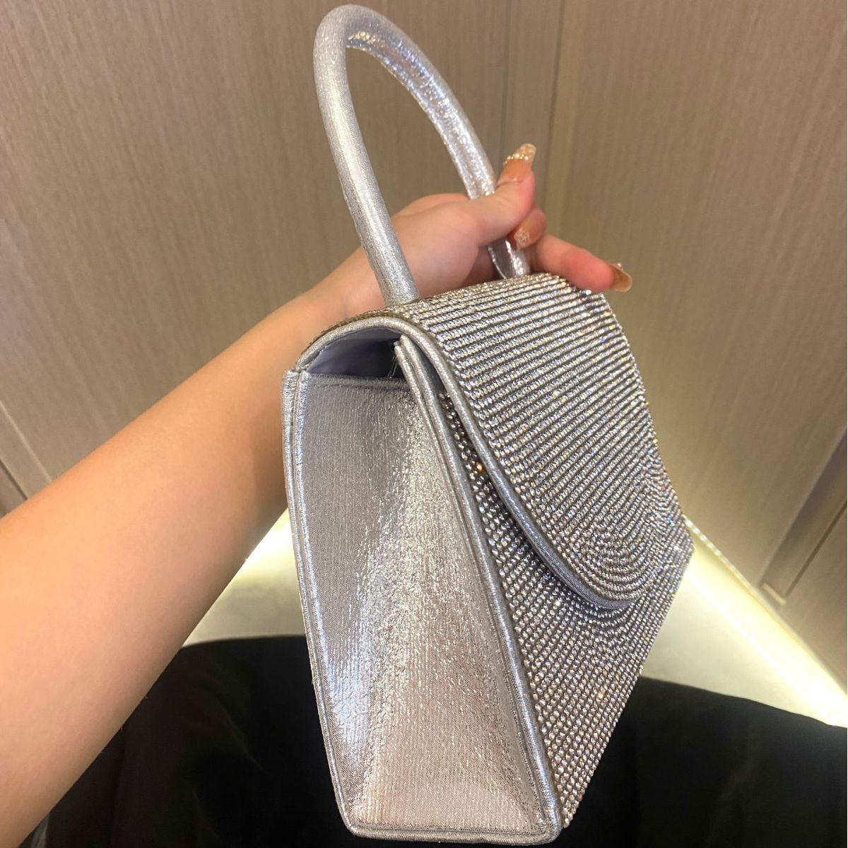 Full Crystal Rhinestone Mini Top Handle Bag