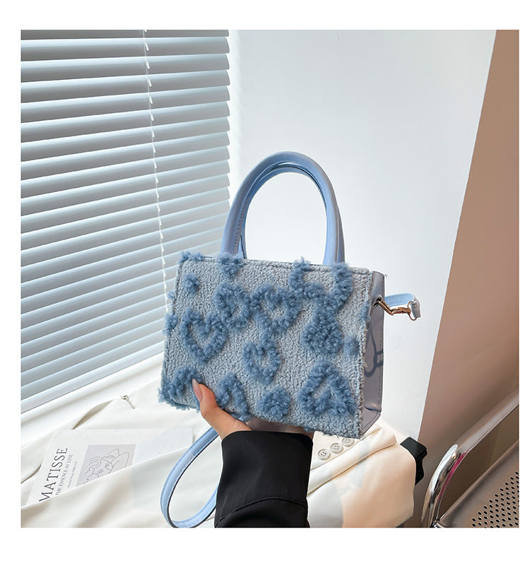 Fluffy Heart Texture Mini Handbag