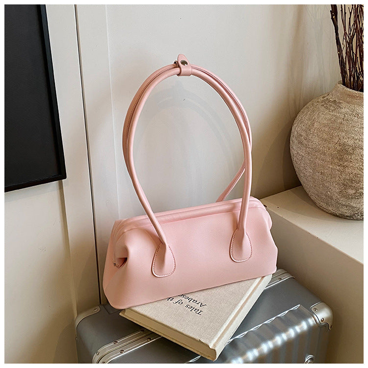 Minimalist Soft Leather Shoulder Bag Elegant Underarm Handbag