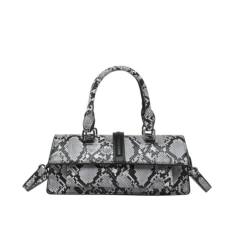 Snakeskin Print Hardcase Clutch Gold-Tone Evening Minaudière